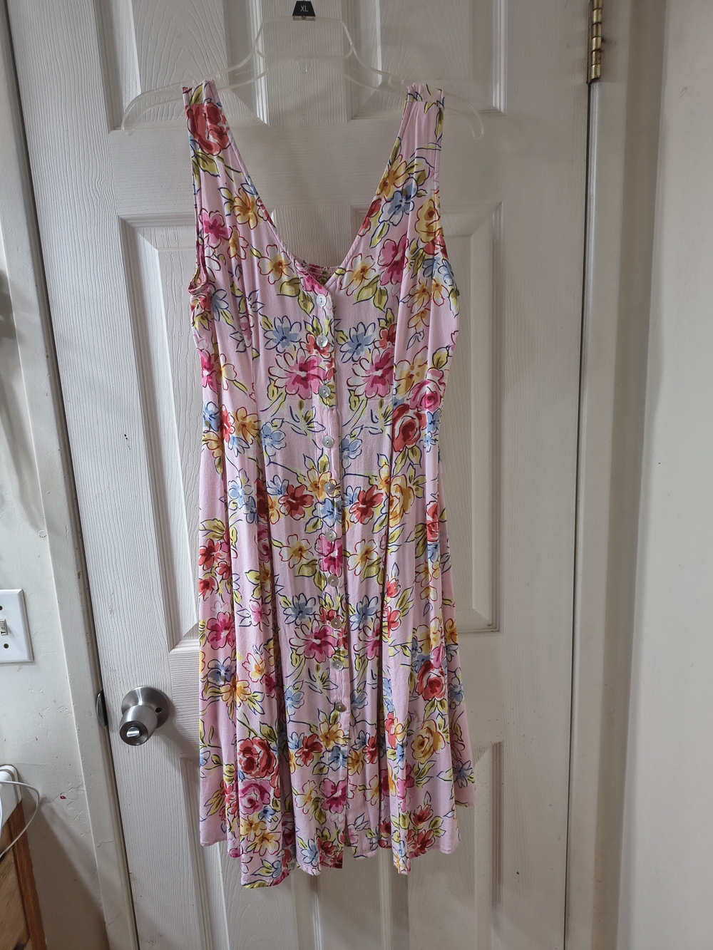 Express Pink Floral V-Neck Midi Dress